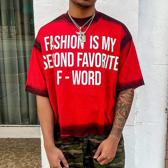 Letter Tie-dye Print Short Sleeve T-Shirt