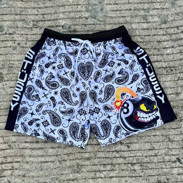 Bomb casual street retro skateboard mesh shorts