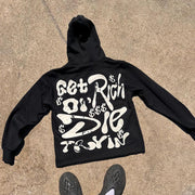 Get Rich Or Die  Print Long Sleeve Hoodies