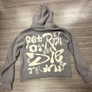 Get Rich Or Die  Print Long Sleeve Hoodies