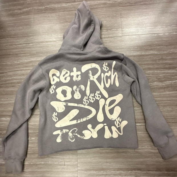 Get Rich Or Die  Print Long Sleeve Hoodies