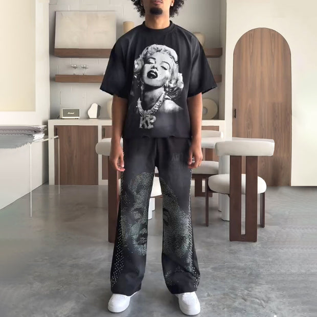 Character T-Shirt Sweatpants Two Piece Set