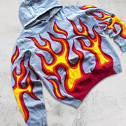 Trendy casual hoodie with flame pattern