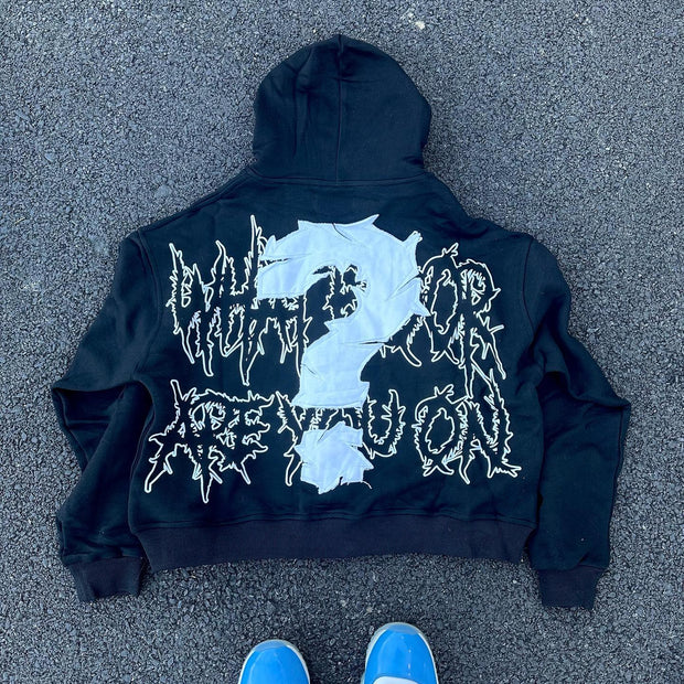 Question Supplement Casual Street Zip Hoodie