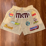 Trendy printed double-layer mesh shorts