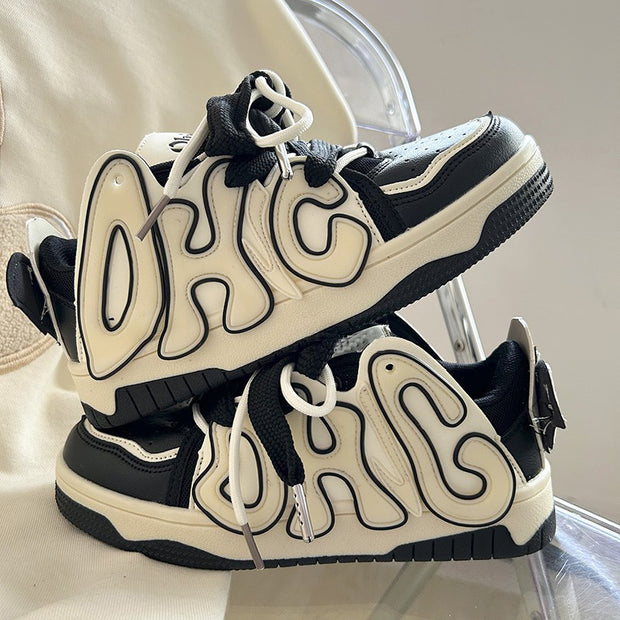 Death Bat Retro Stitching Street Skateboard Casual Shoes