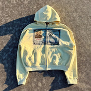 Personalized ID print zip-up hoodie
