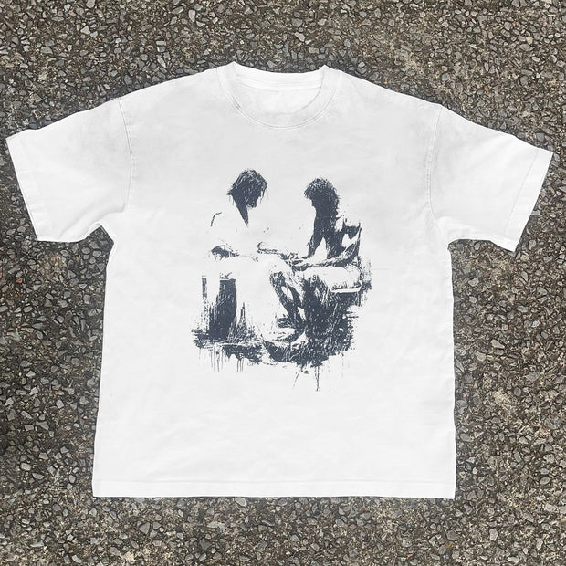 Casual Jesus Print Short Sleeve T-Shirt
