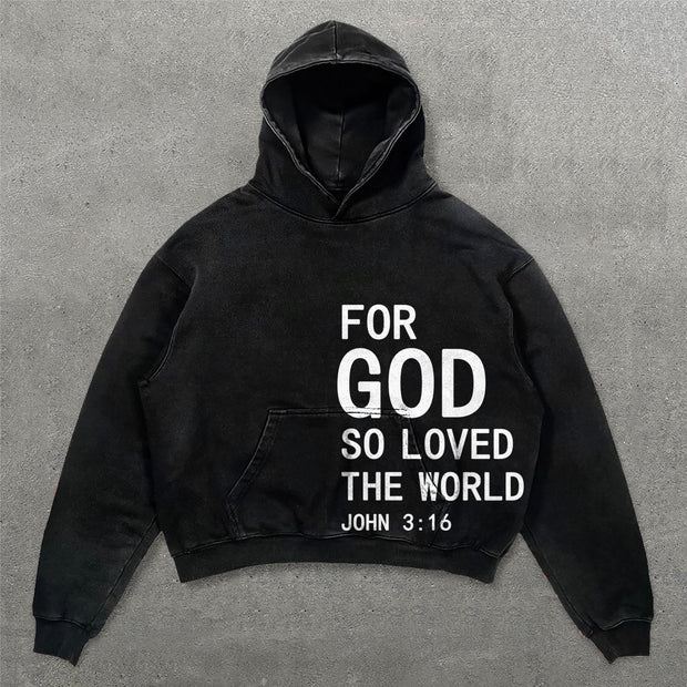 For God So Loved The World Print Long Sleeve Hoodies