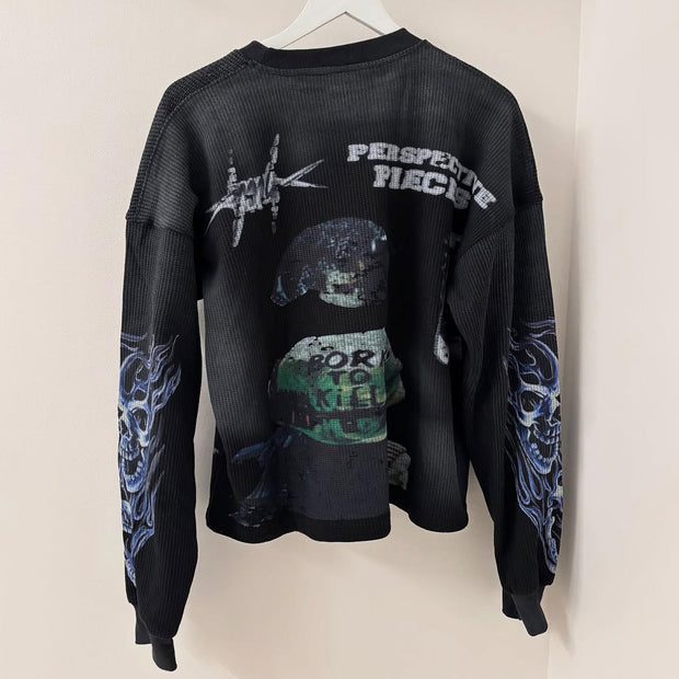 Multi-element Print Long Sleeve Sweatshirt