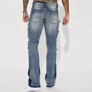Casual street patchwork washed denim