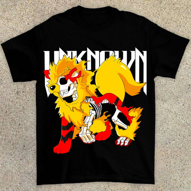 Personalized street style round neck anime print T-shirt