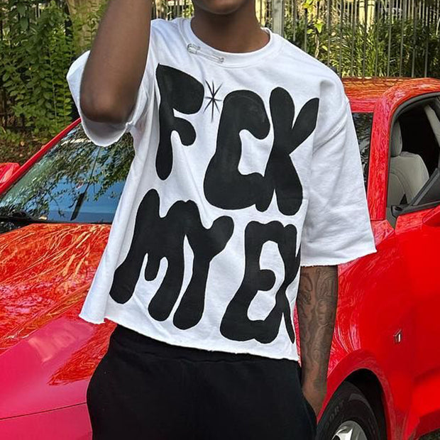 Casual EX Letter Print Short Sleeve T-Shirt