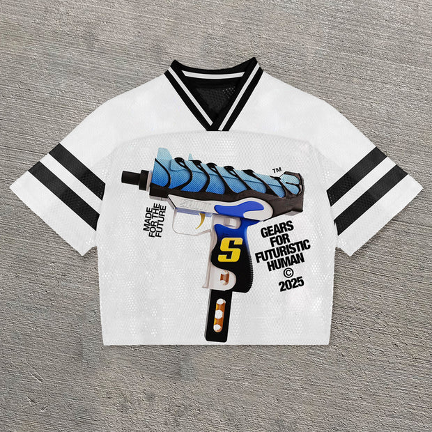 Toy gun casual street stitching mesh jersey