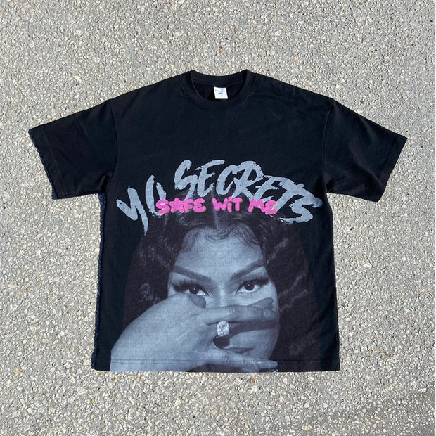 Oversized casual figure print T-shirt