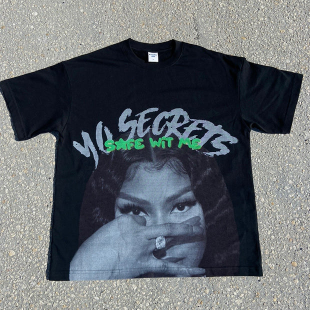 Oversized casual figure print T-shirt