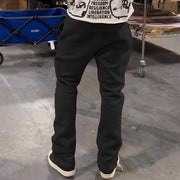 Casual Hollywood Letter Print Pocket Flared Trousers