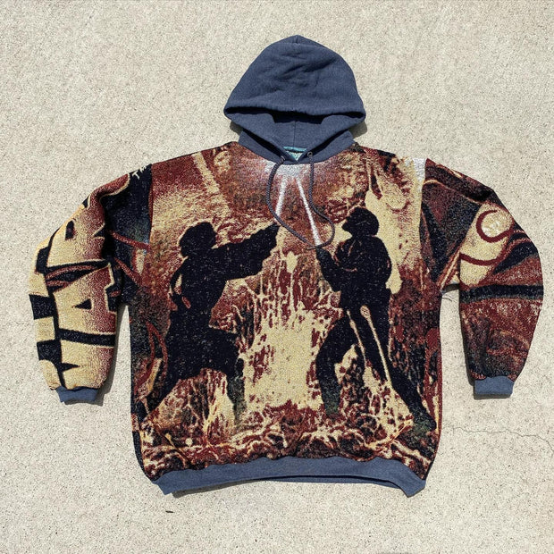 Fashion Retro Print Casual Long Sleeve Hoodie