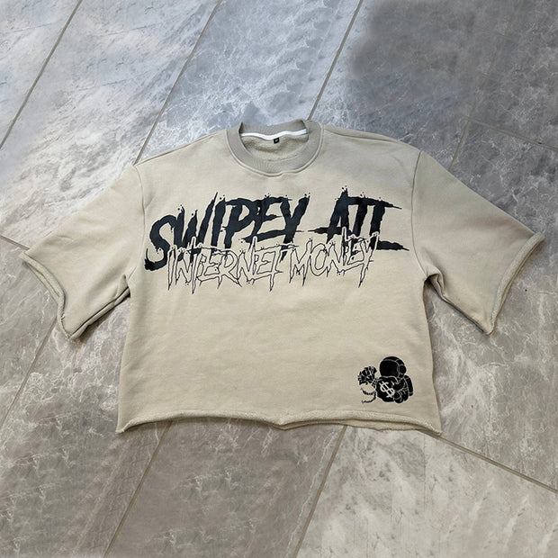 Internet Currency Skull Print Cropped T-Shirt