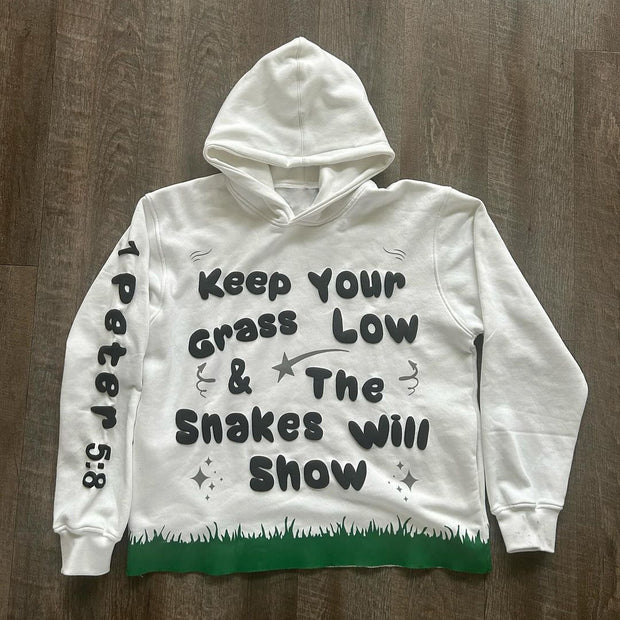 Letter Lawn Print Long Sleeve Hoodies