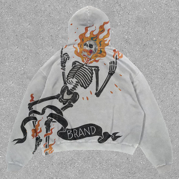 Casual personalized printed skull hoodie