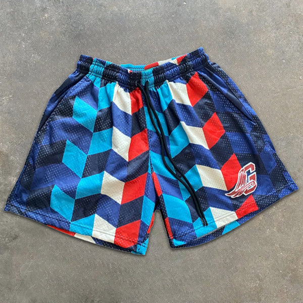 geometric print elastic shorts