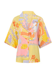 Fashionable holiday style floral shirt wide-leg pants two-piece suit