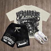 Vertabrae No. 88 Print T-Shirt Shorts Two-Piece Set