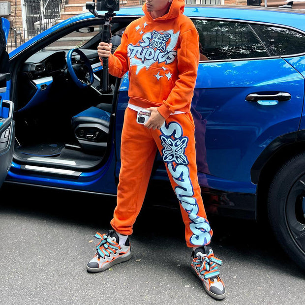 Casual statement letter print sweatshirt set