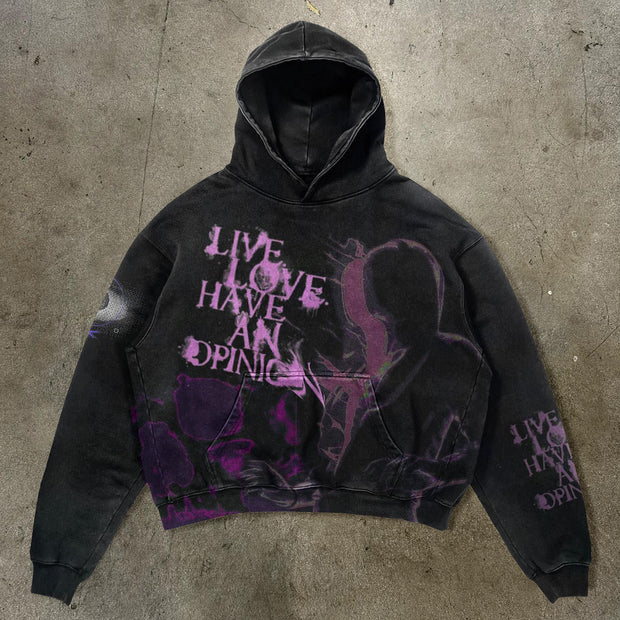 Live Love Have An Opinion Print Long Sleeve Hoodies