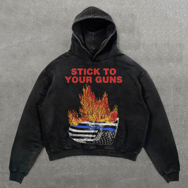 Stick To Your Guns Print Long Sleeve Hoodies