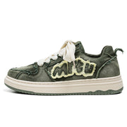 Retro washed denim stitching street couple skateboard shoes