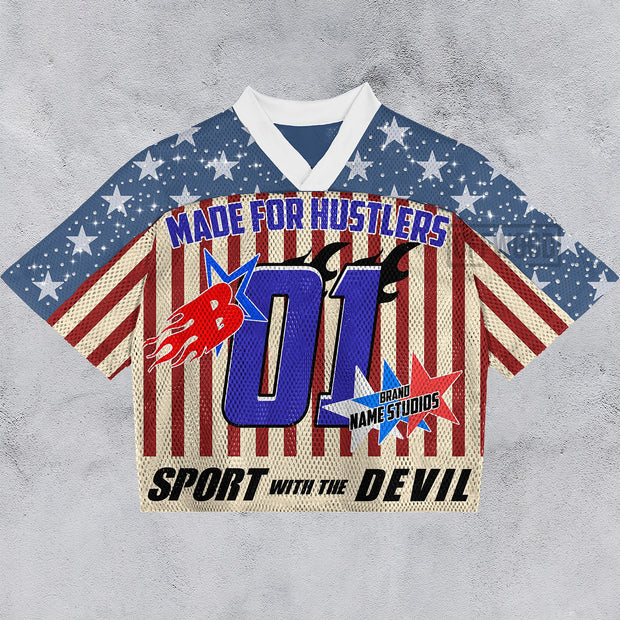 American casual street retro mesh jersey