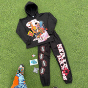 Casual Fashion Printed Loose Sweatshirt Set