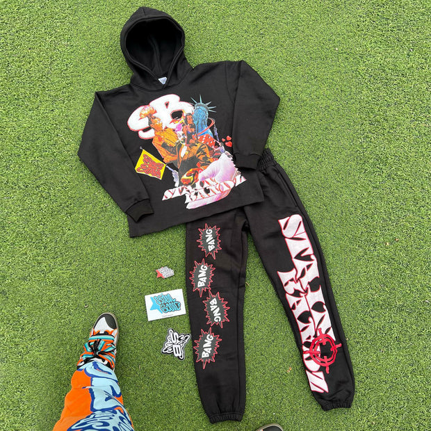 Casual Fashion Printed Loose Sweatshirt Set