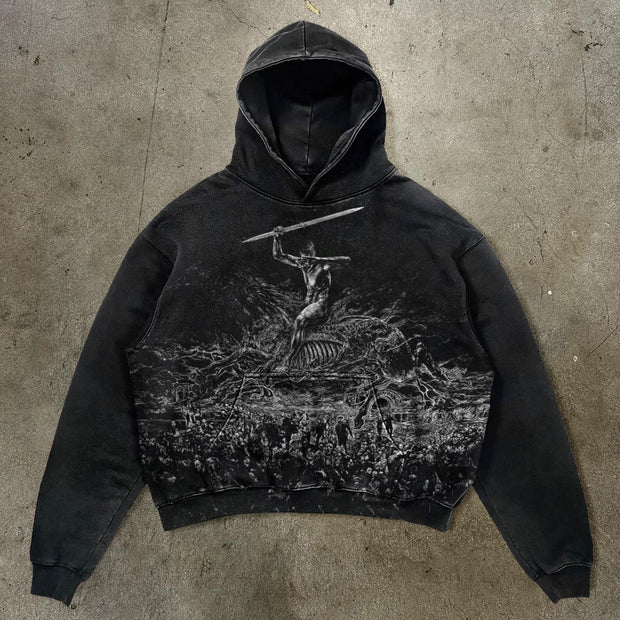 Knight Print Long Sleeve Hoodies