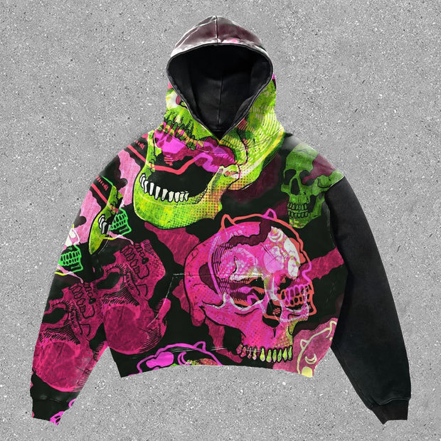 Skull Street Style Print Long Sleeve Oversized Hoodie