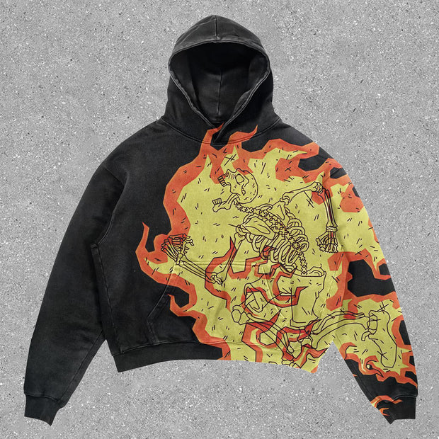 Retro Flame Skull Hoodie