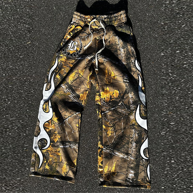 Tree camouflage print vintage trousers