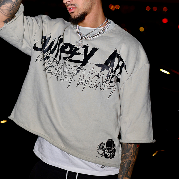 Internet Currency Skull Print Cropped T-Shirt