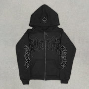 Casual Character Printed Cross Zip Hoodie