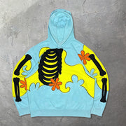 Contrast color skull trendy hoodie