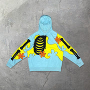 Contrast color skull trendy hoodie