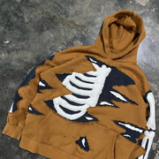 Casual street ripped skull sports hoodie