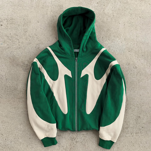 Streetwear Contrast Zip Hoodie