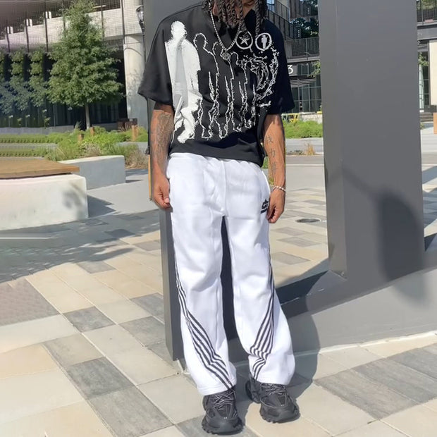 Simple Character T-Shirt Sweatpants Two Piece Set