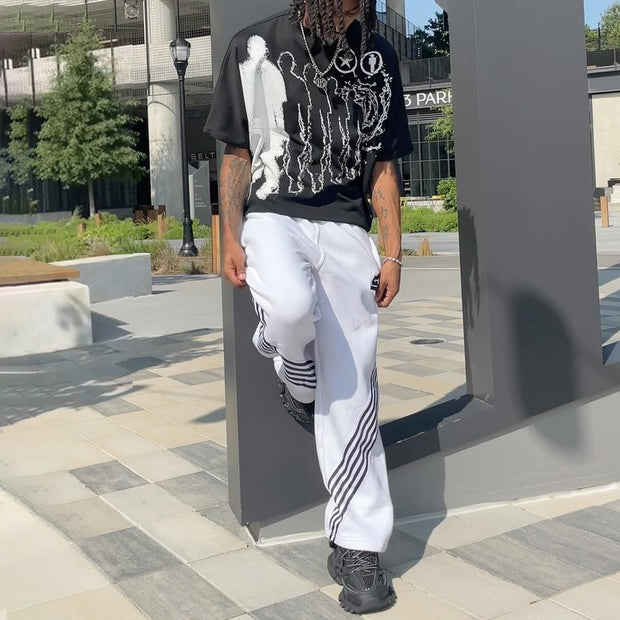 Simple Character T-Shirt Sweatpants Two Piece Set