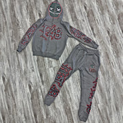 Fashionable and personalized retro skull full zip hoodie set