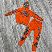Fashionable and personalized retro skull full zip hoodie set