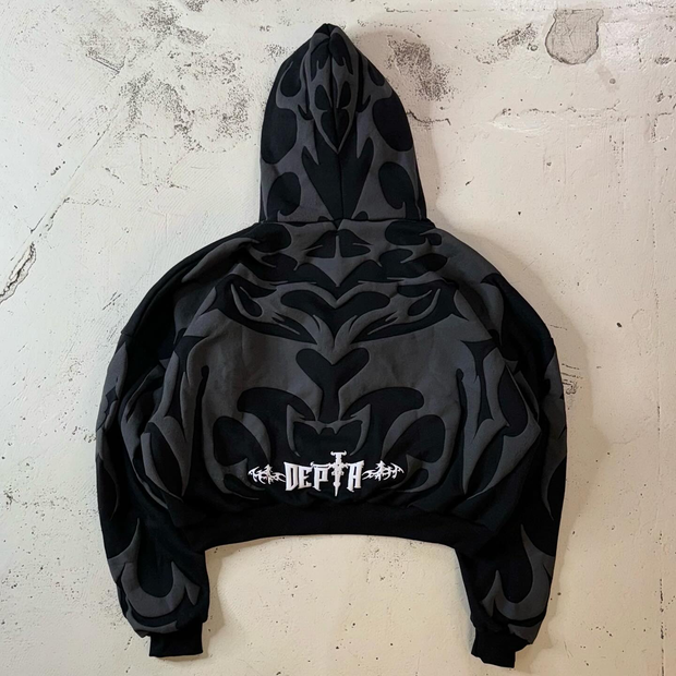 Streetwear Gothic Contrast Print Hoodie